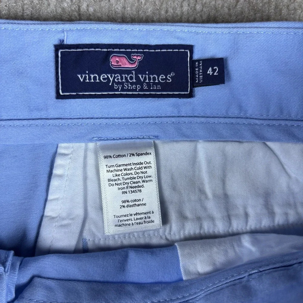 Vineyard Vines Mens 42 Blue Chino Shorts Cotton Stretch Flat Front Casual